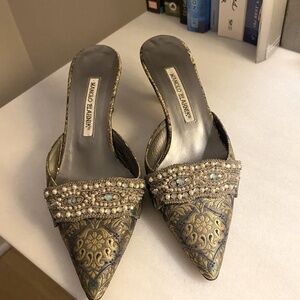 Manolo Blahnik Kitten Heel Slides